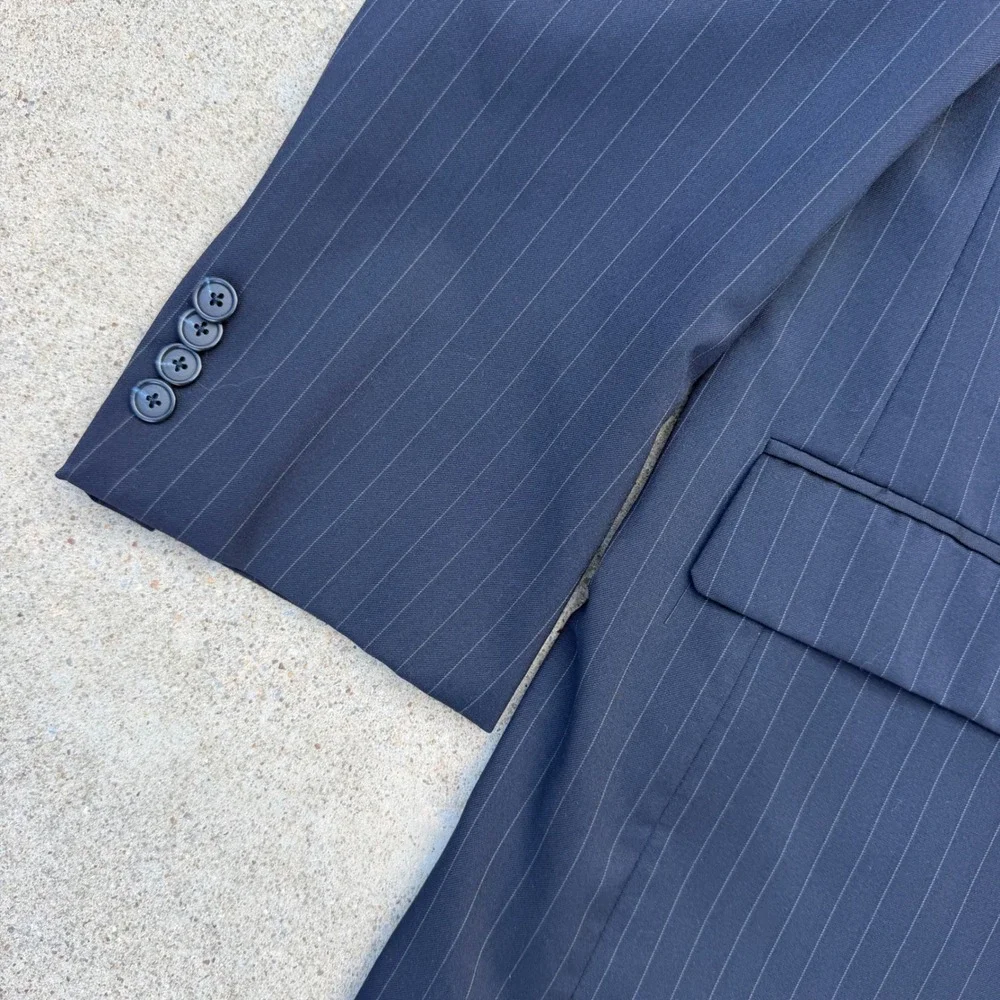 Brooks Brothers Sport Coat Mens 44R Navy Pinstripe 1818 Madison Wool Blazer USA